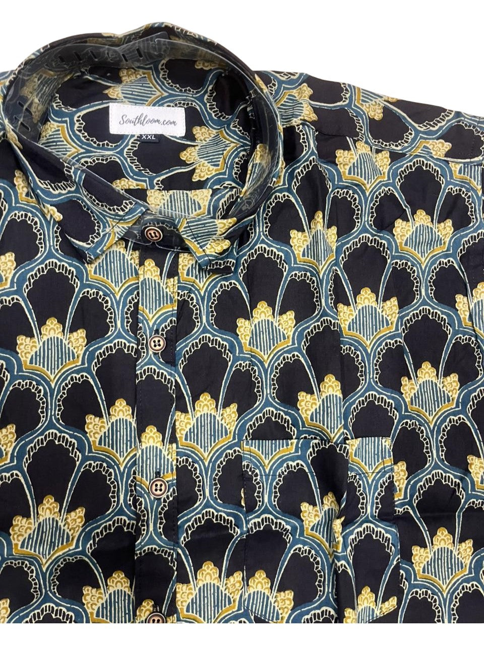 Southloom Jaipur Pure Cotton Block Printed Shirt for Men in Full Sleeve