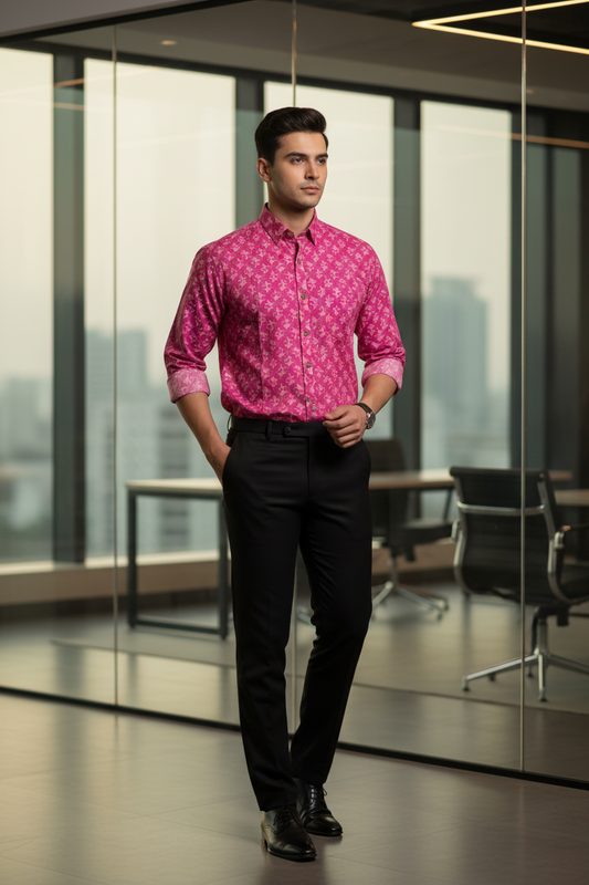 Southloom Jaipur Pure Cotton Block Printed Shirt for Men in Full Sleeve