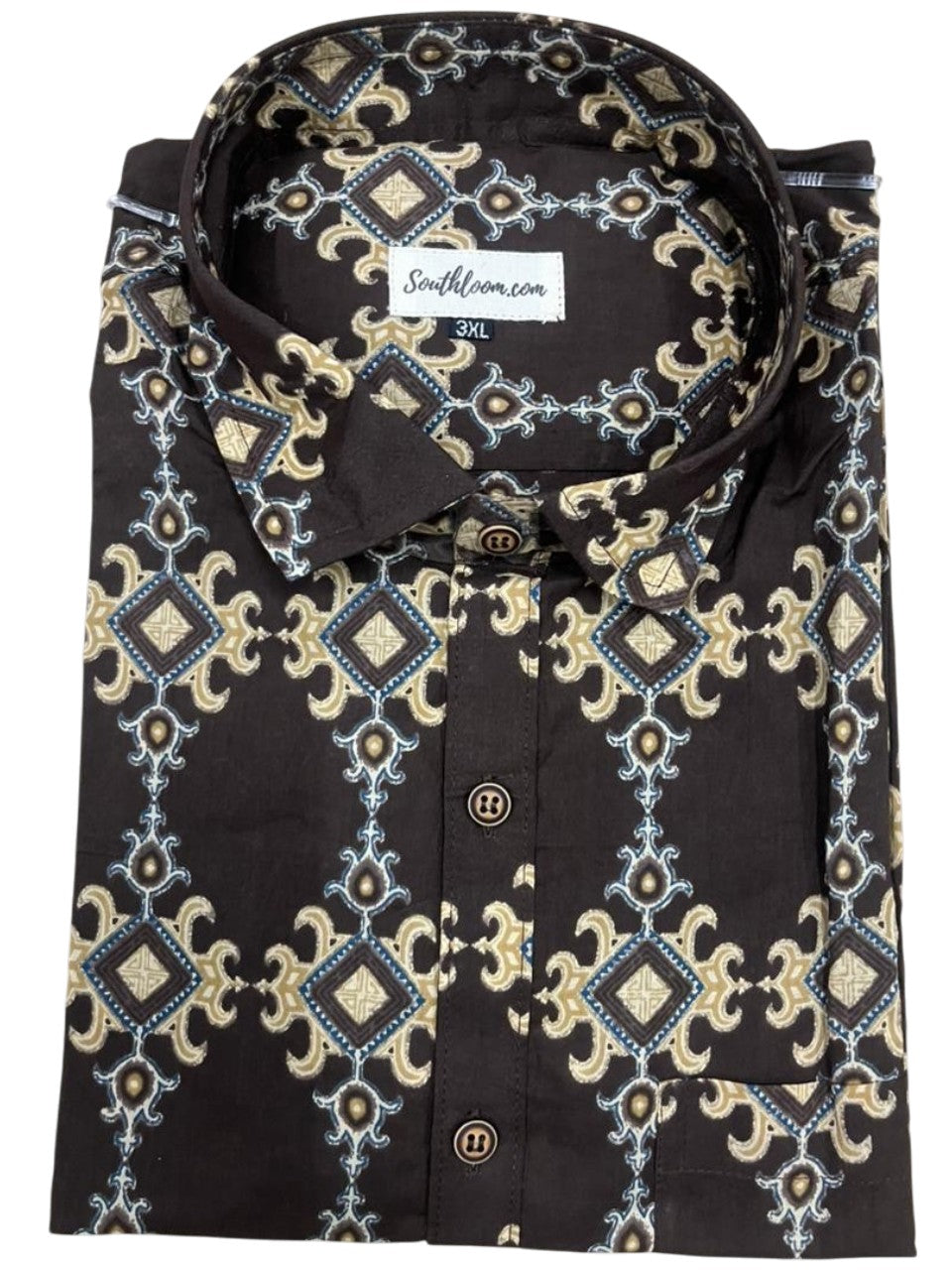 Southloom Jaipur Pure Cotton Block Printed Shirt for Men in Full Sleeve