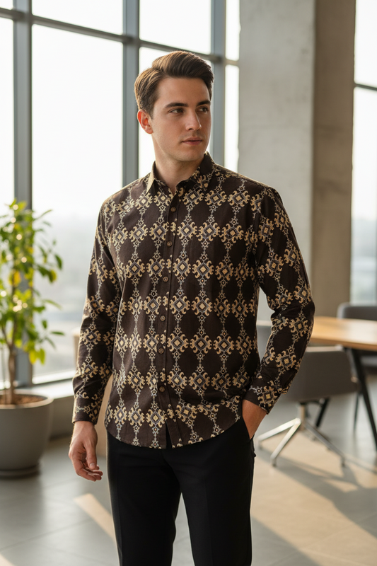 Southloom Jaipur Pure Cotton Block Printed Shirt for Men in Full Sleeve