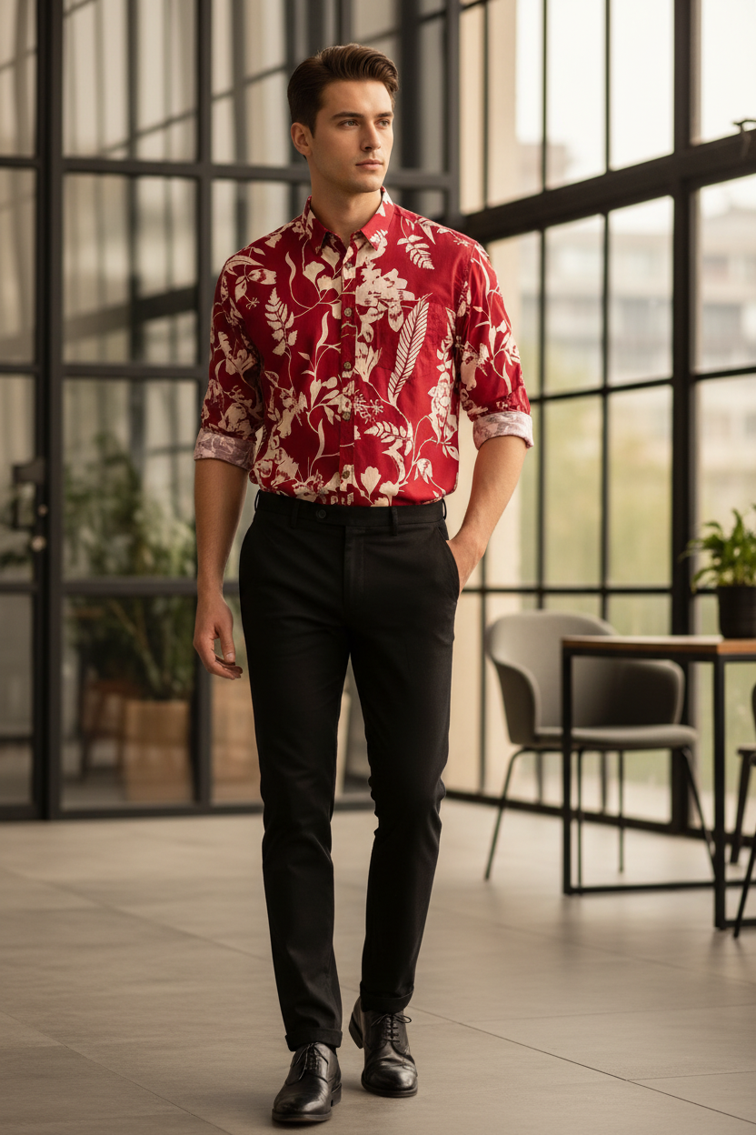 Southloom Jaipur Pure Cotton Block Printed Shirt for Men in Full Sleeve