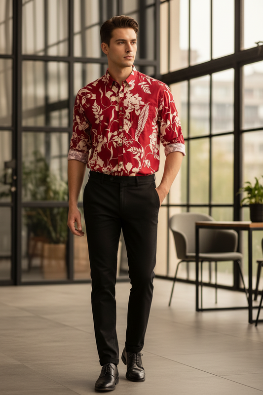 Southloom Jaipur Pure Cotton Block Printed Shirt for Men in Full Sleeve