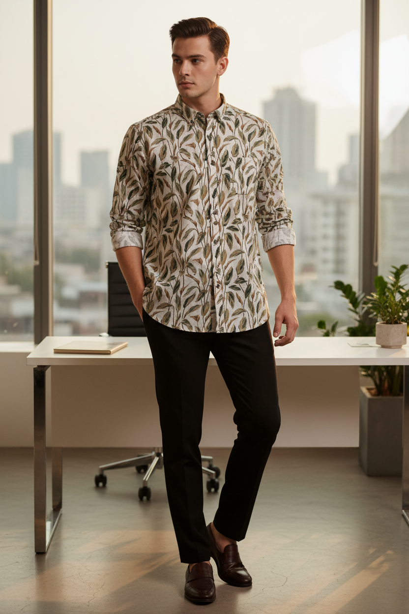 Southloom Jaipur Pure Cotton Block Printed Shirt for Men in Full Sleeve
