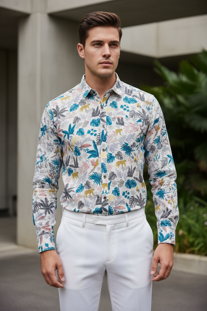 Southloom Jaipur Pure Cotton Block Printed Shirt for Men in Full Sleeve