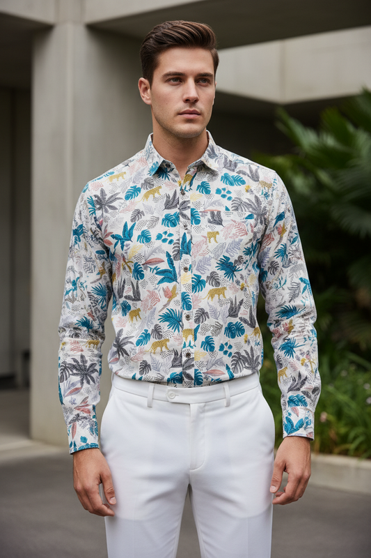 Southloom Jaipur Pure Cotton Block Printed Shirt for Men in Full Sleeve