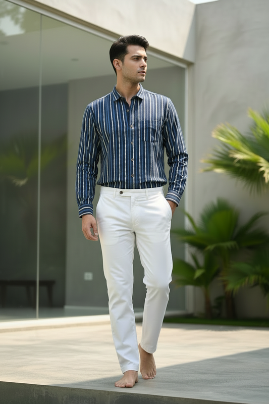 Southloom Jaipur Pure Cotton Block Printed Shirt for Men in Full Sleeve
