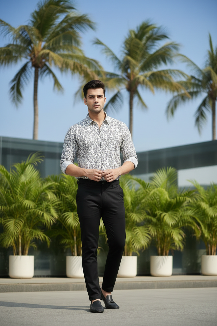Southloom Jaipur Pure Cotton Block Printed Shirt for Men in Full Sleeve
