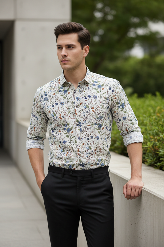 Southloom Jaipur Pure Cotton Block Printed Shirt for Men in Full Sleeve