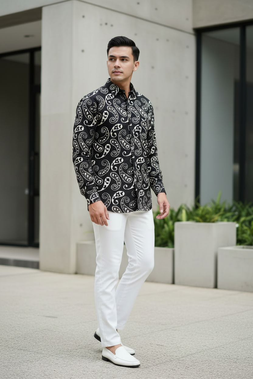 Southloom Jaipur Pure Cotton Block Printed Shirt for Men in Full Sleeve