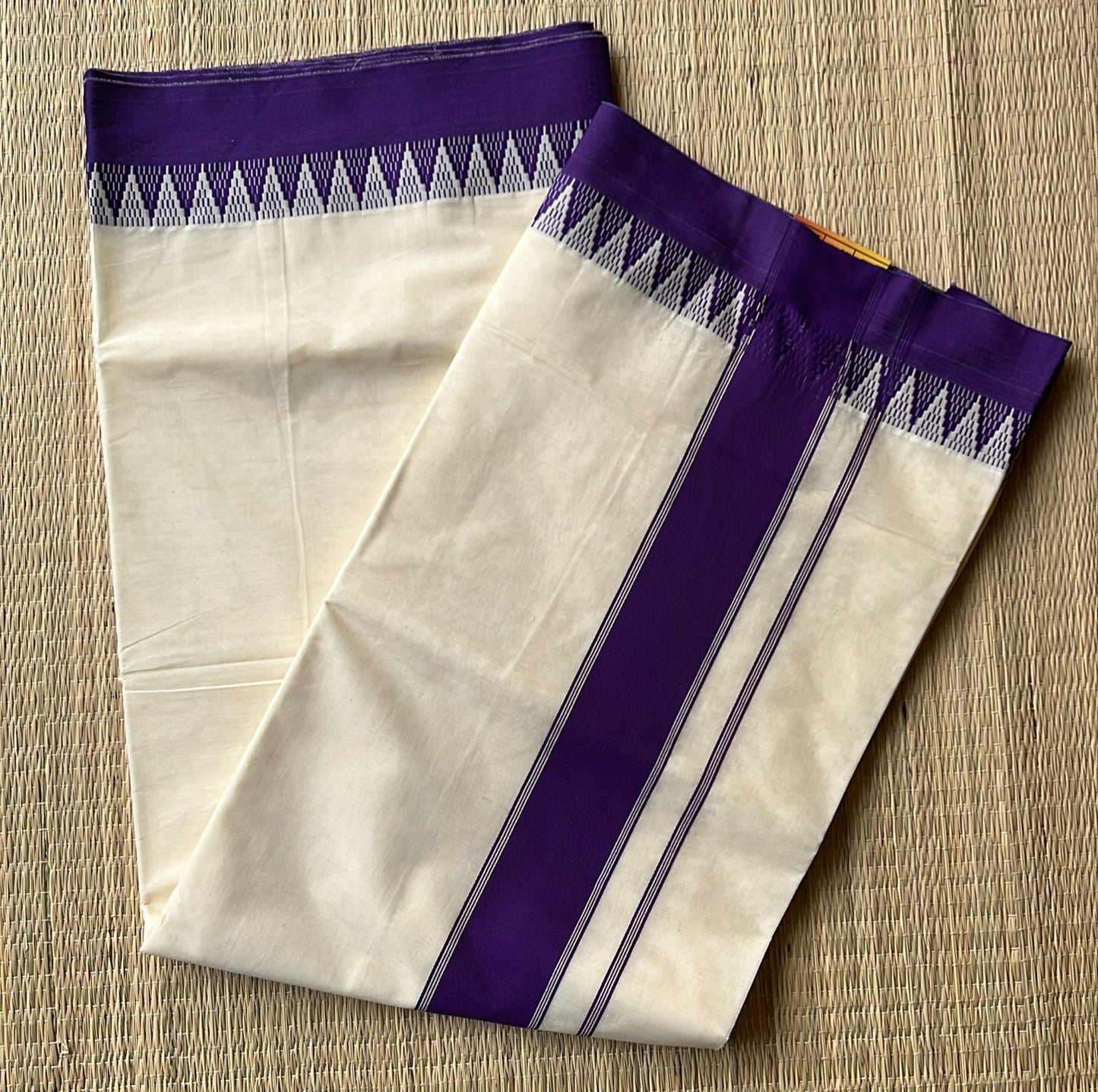 Kerala Cotton Violet Colour Temple Border Saree SL152