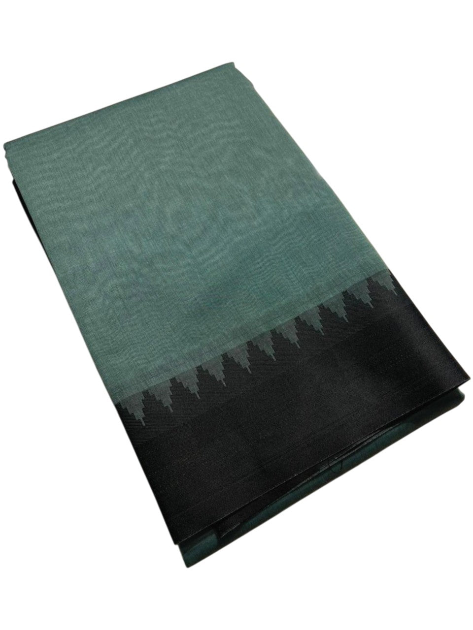 Southloom Kerala Linen Cotton Saree With Temple Design on the Border of the Saree