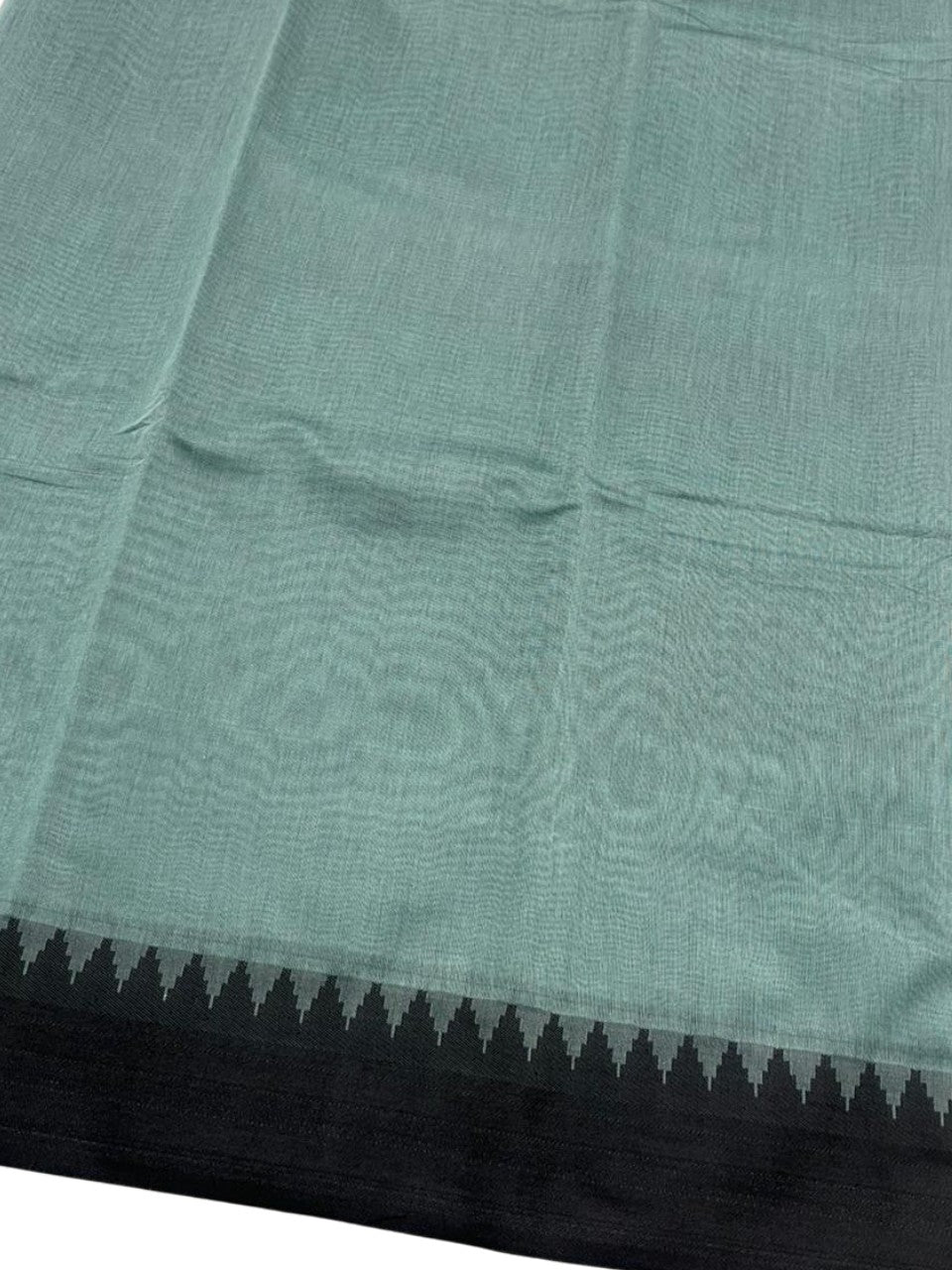 Southloom Kerala Linen Cotton Saree With Temple Design on the Border of the Saree