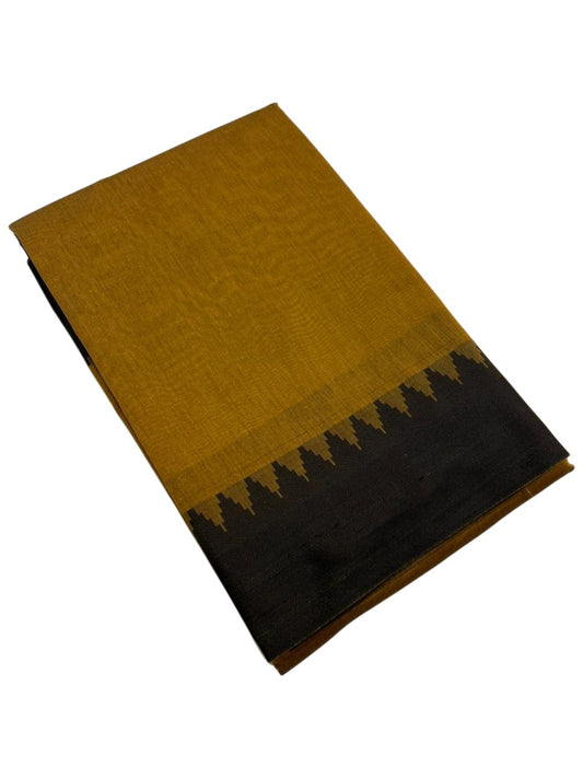 Southloom Kerala Linen Cotton Saree With Temple Design on the Border of the Saree