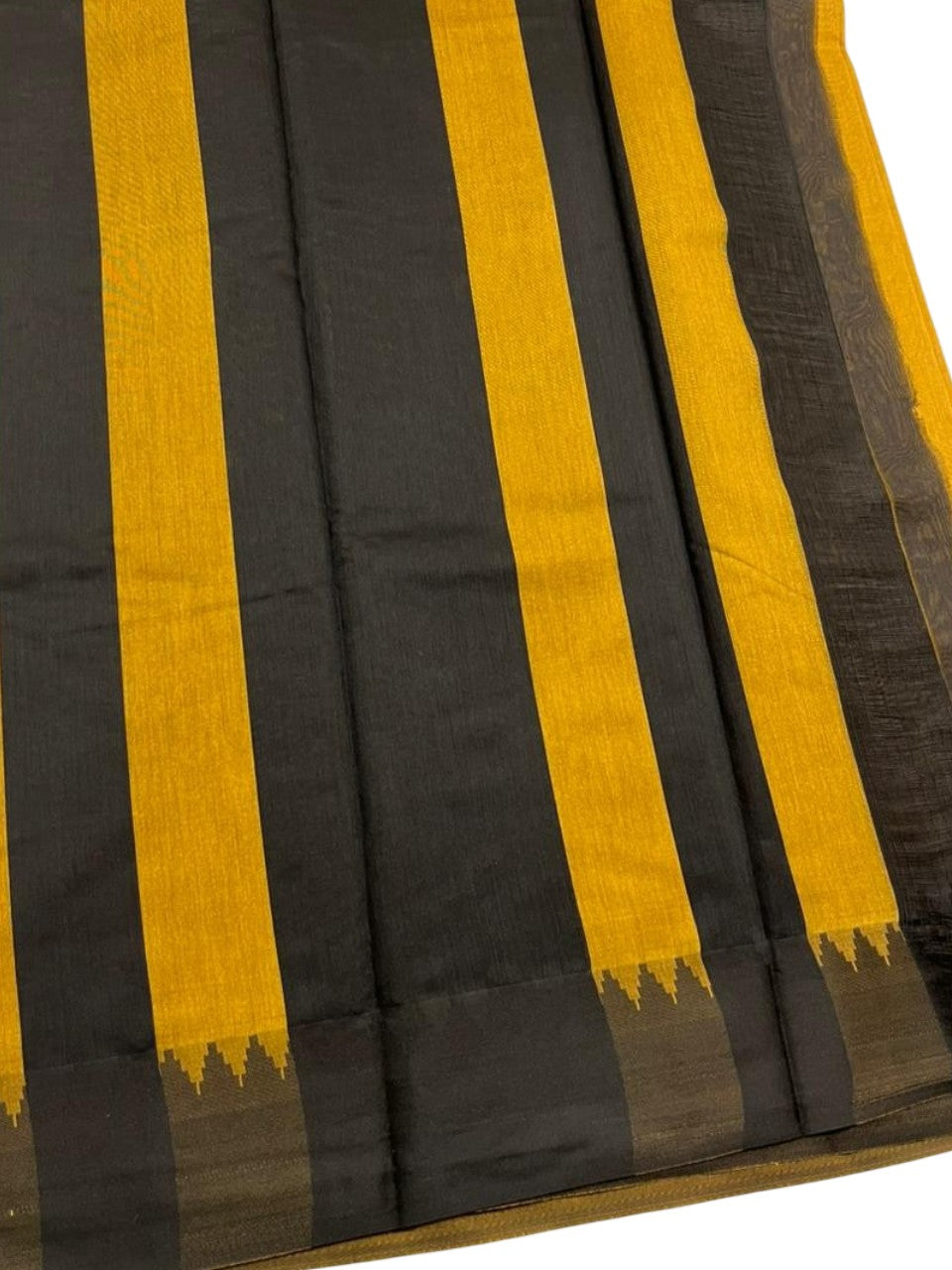 Southloom Kerala Linen Cotton Saree With Temple Design on the Border of the Saree
