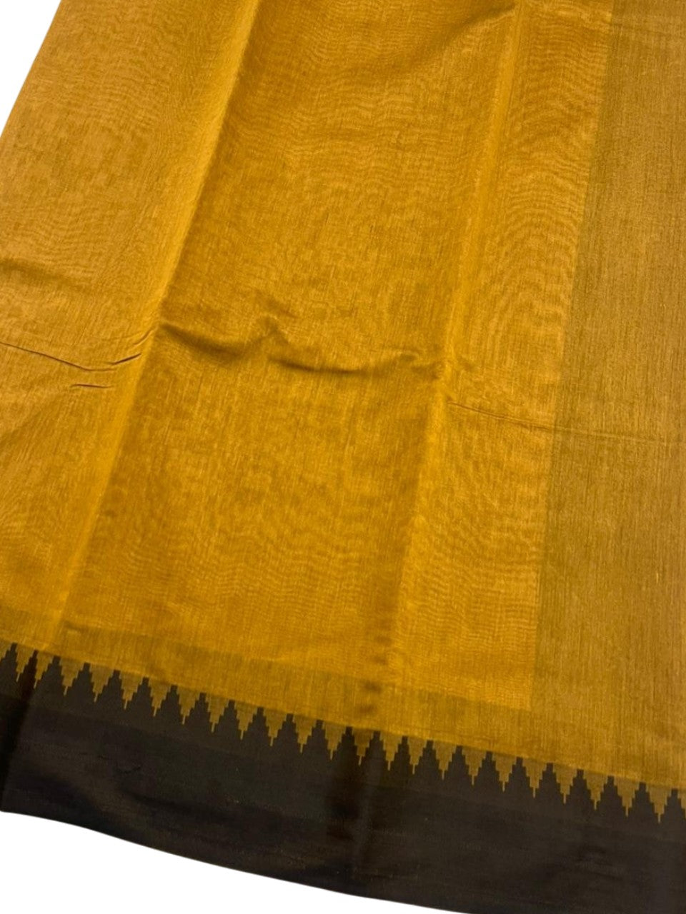 Southloom Kerala Linen Cotton Saree With Temple Design on the Border of the Saree