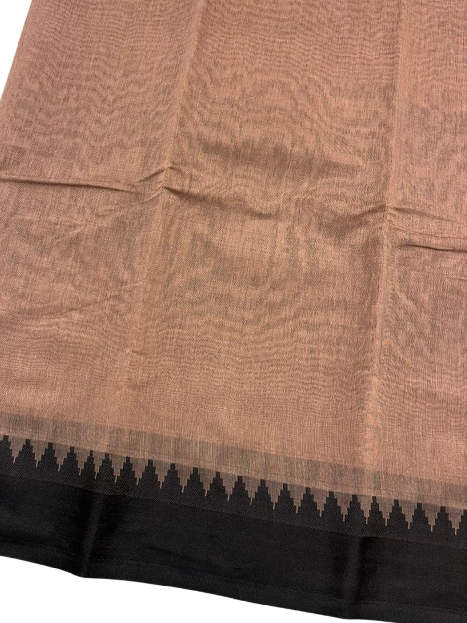 Southloom Kerala Linen Cotton Saree With Temple Design on the Border of the Saree