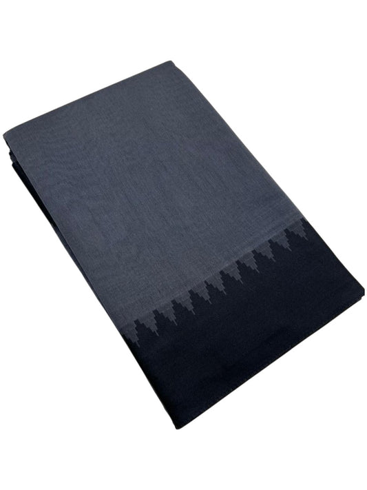 Southloom Kerala Linen Cotton Saree With Temple Design on the Border