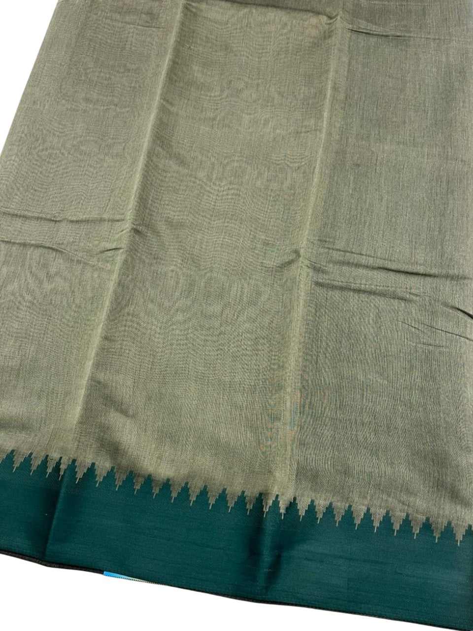 Southloom Kerala Linen Cotton Saree With Temple Design on the Border of the Saree