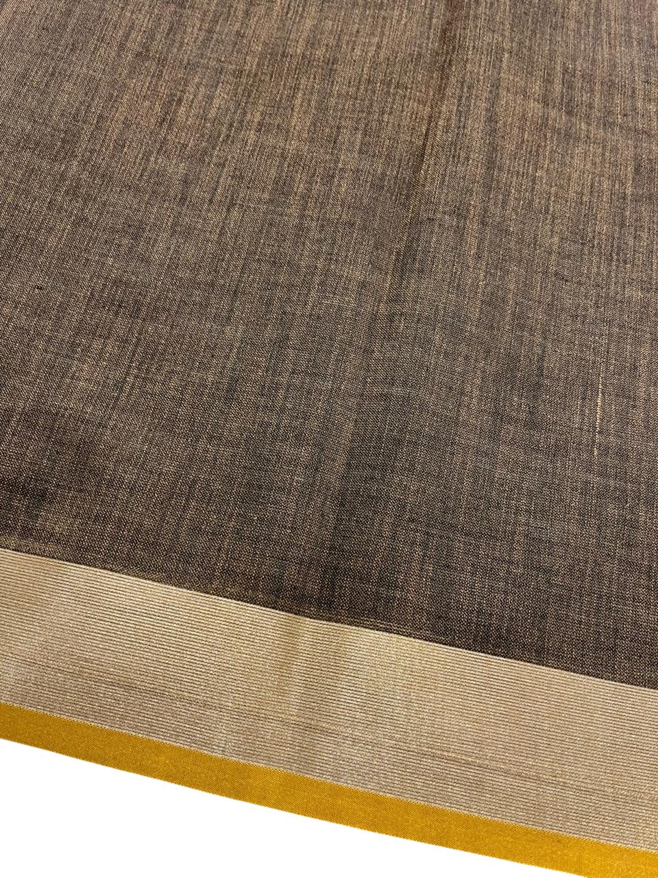 Southloom Kerala Linen Cotton Saree With Embroidery Work On the Body With Green And Brown