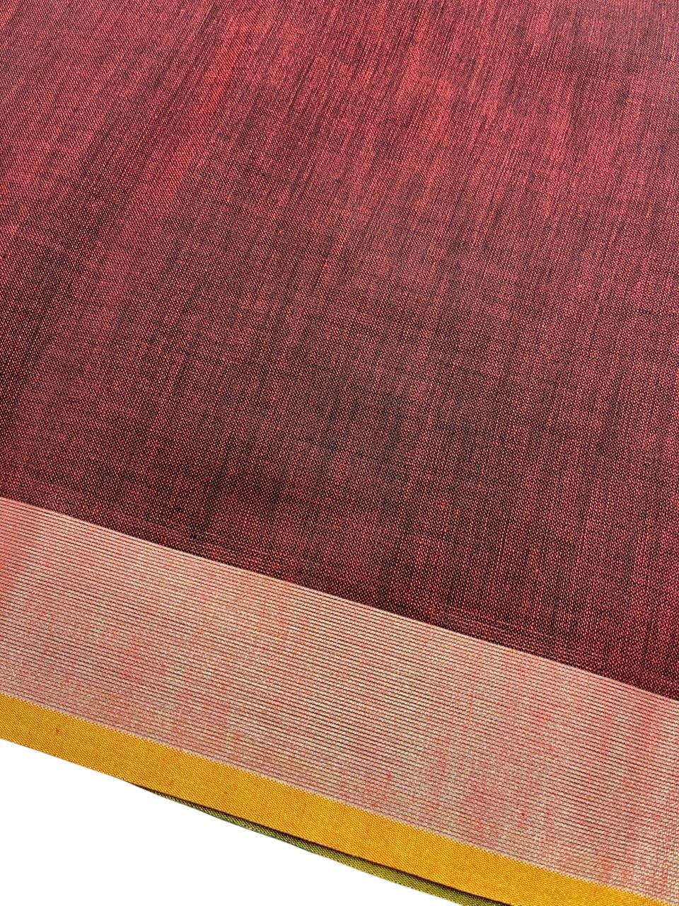 Southloom Kerala Linen Cotton Saree With Embroidery Work On the Body With Blue And Maroon
