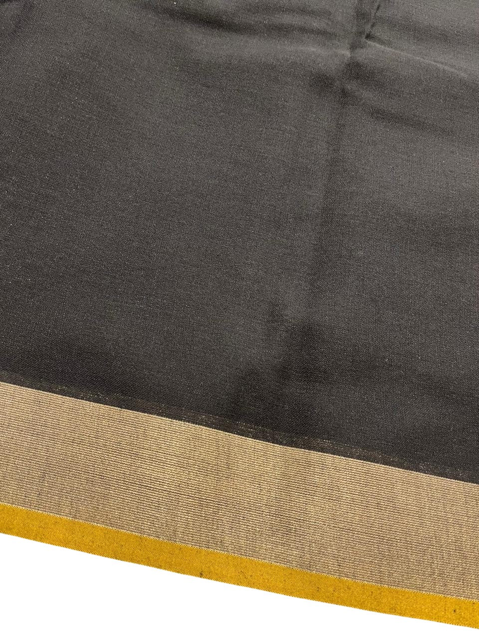 Southloom Kerala Linen Cotton Saree With Embroidery Work On the Body With Grey And Black