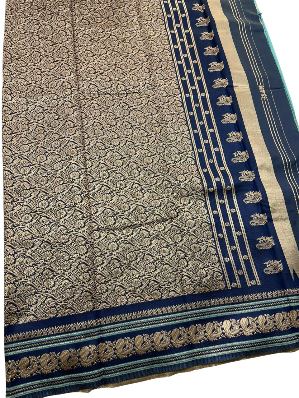 Southloom Kerala Cotton Silk With Woven Work On the Body With Turquoise Blue