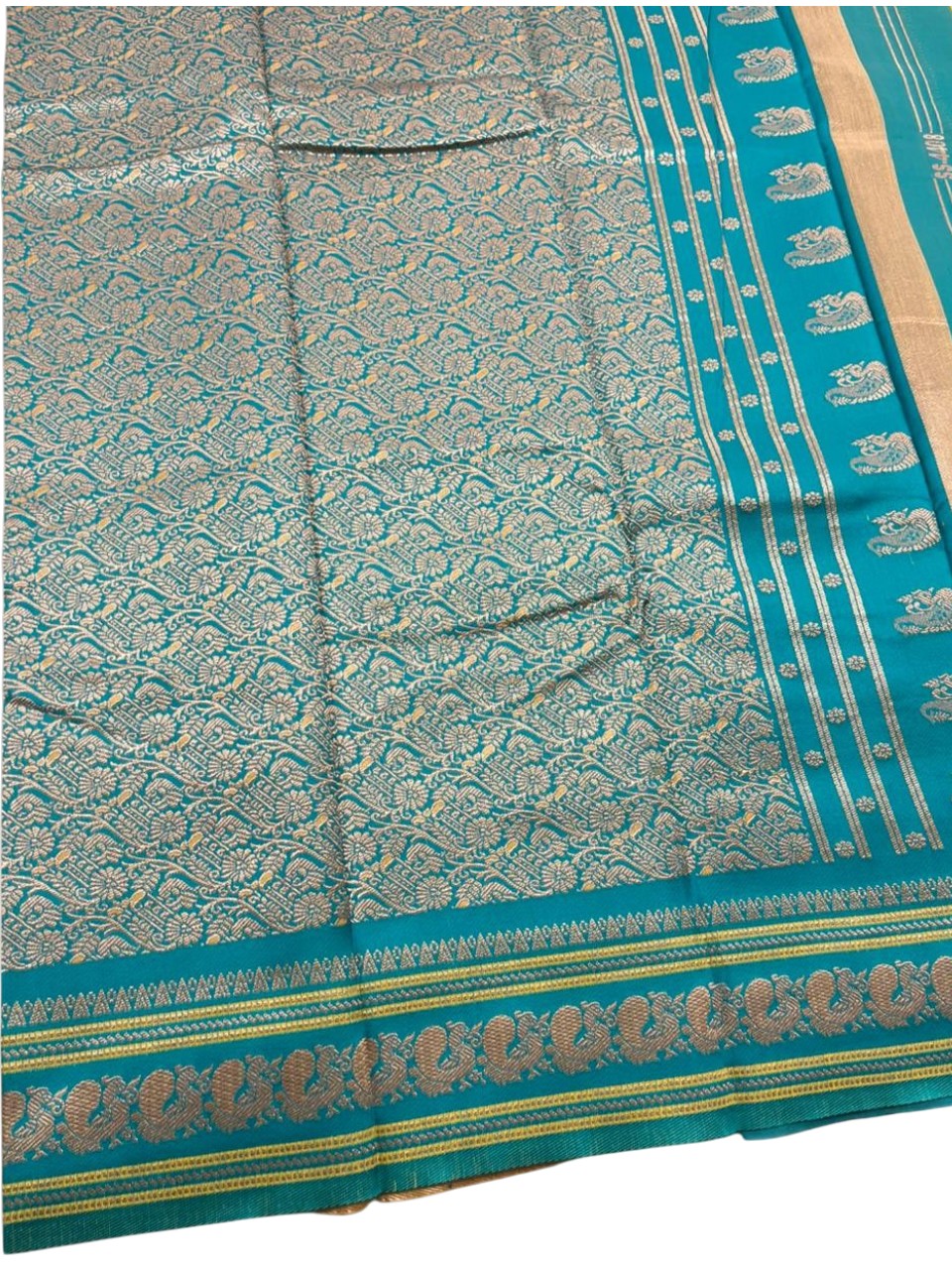 Southloom Kerala Cotton Silk With Woven Work On the Body With Yellow And Turquoise