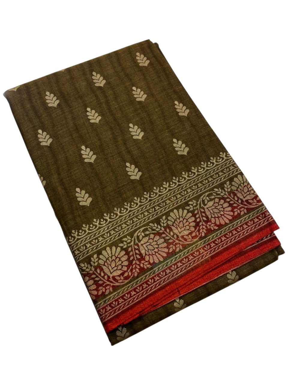 Southloom Muslin Cotton Saree With Floral Prints on the Body and Borders