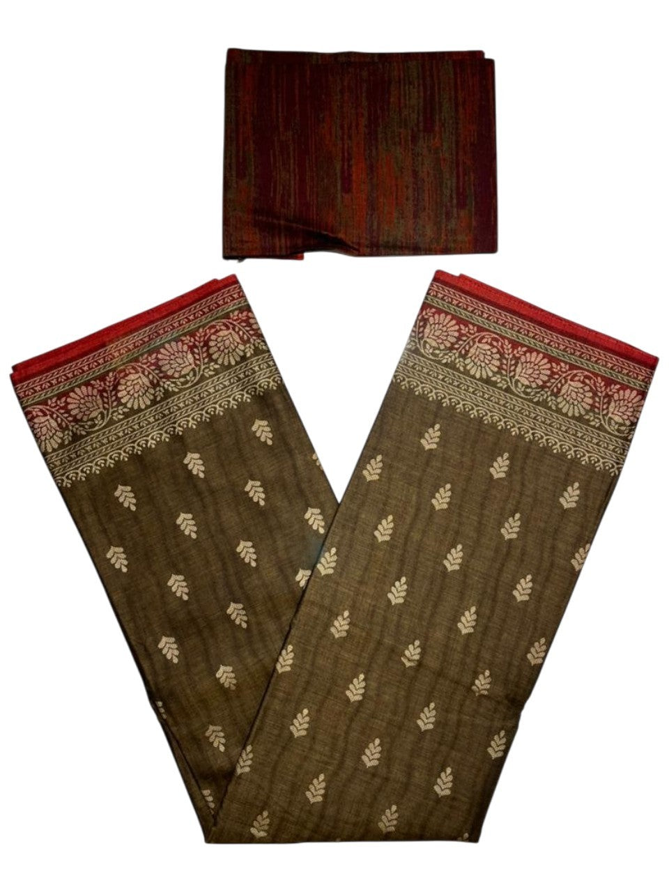 Southloom Muslin Cotton Saree With Floral Prints on the Body and Borders