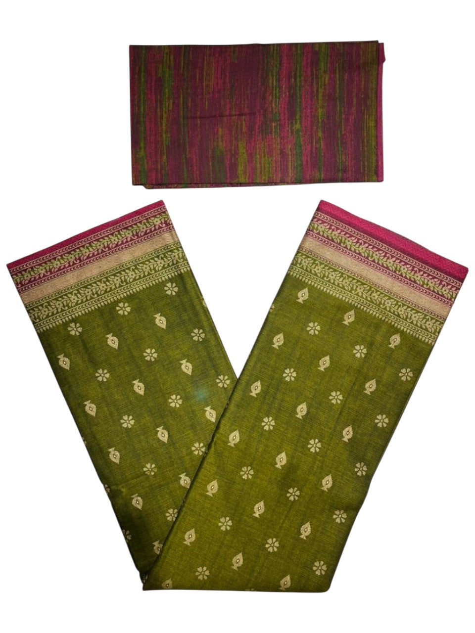 Southloom Muslin Cotton Saree With Floral Prints on the Body and Borders