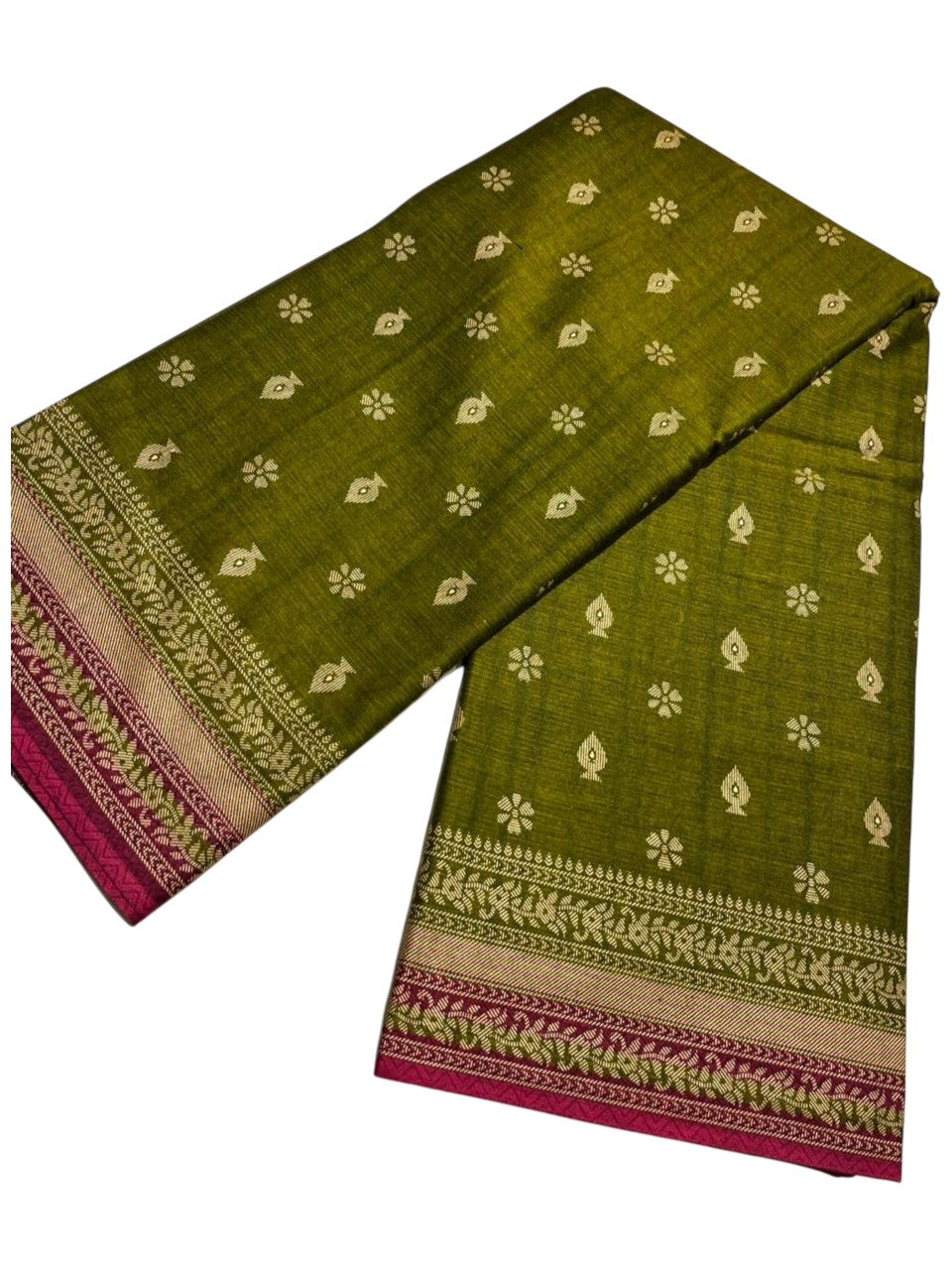 Southloom Muslin Cotton Saree With Floral Prints on the Body and Borders