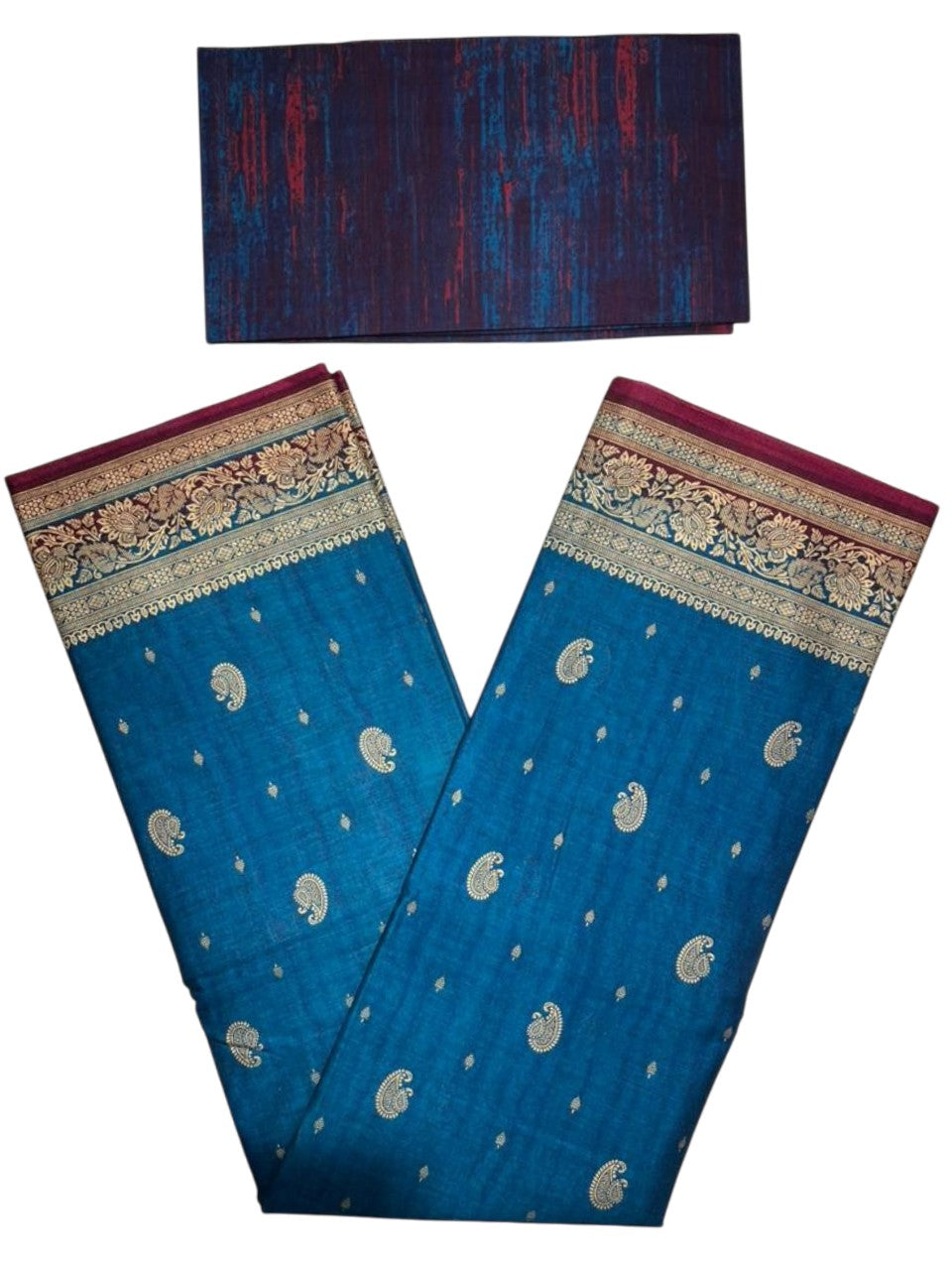 Southloom Muslin Cotton Saree With Floral Prints on the Body and Borders