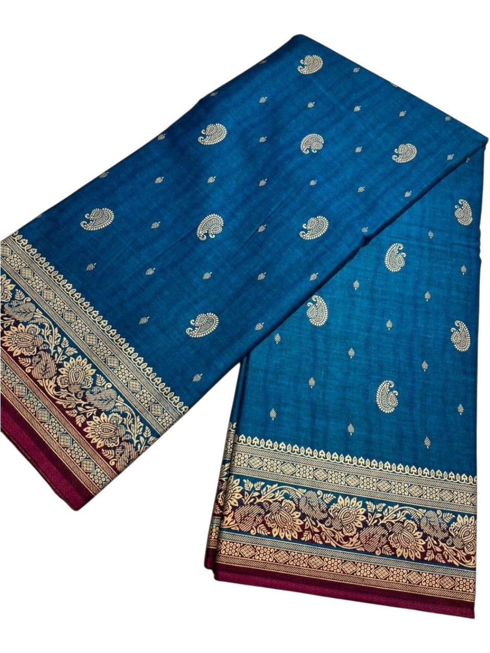 Southloom Muslin Cotton Saree With Floral Prints on the Body and Borders