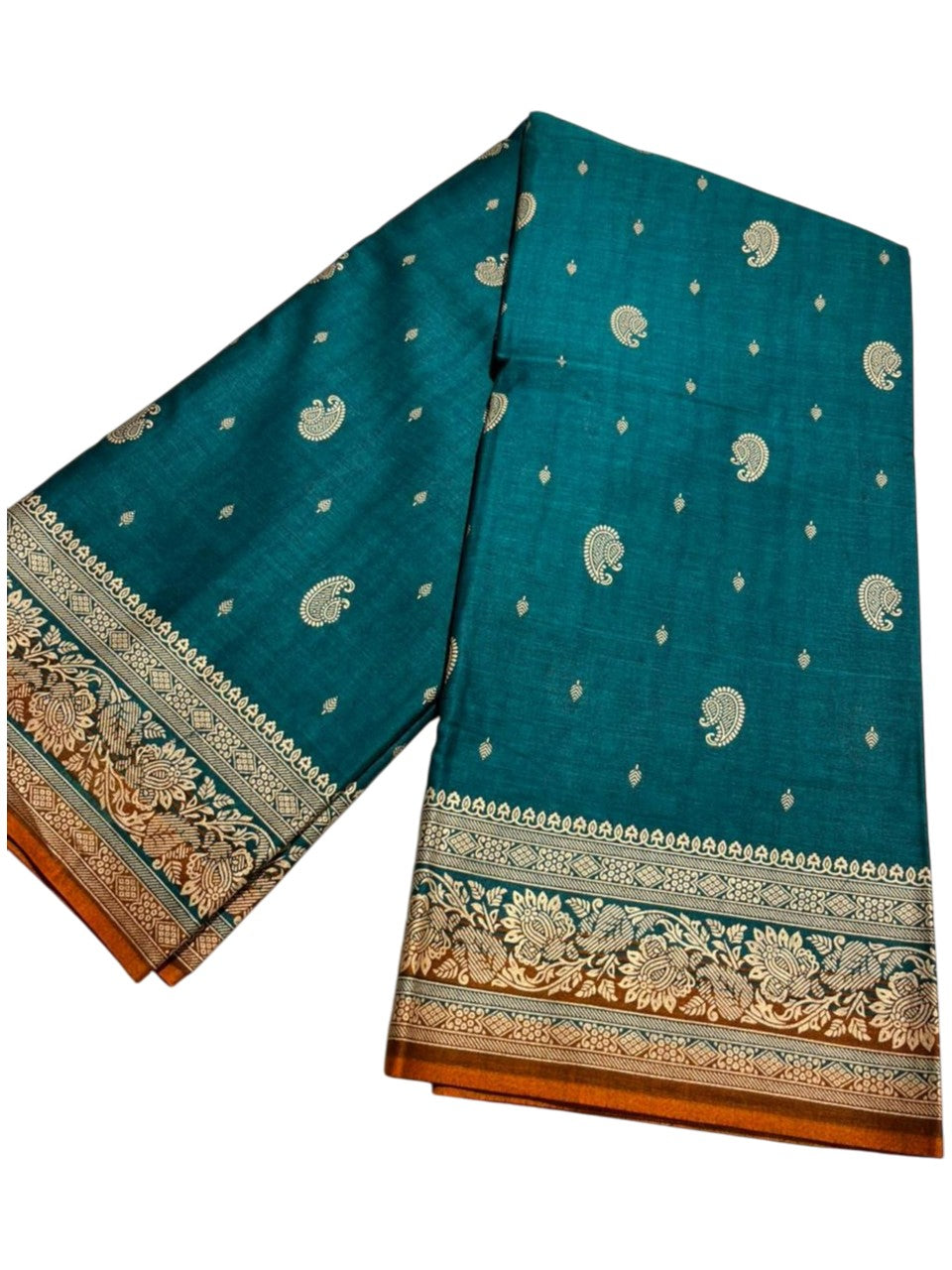 Southloom Muslin Cotton Saree With Floral Prints on the Body and Borders