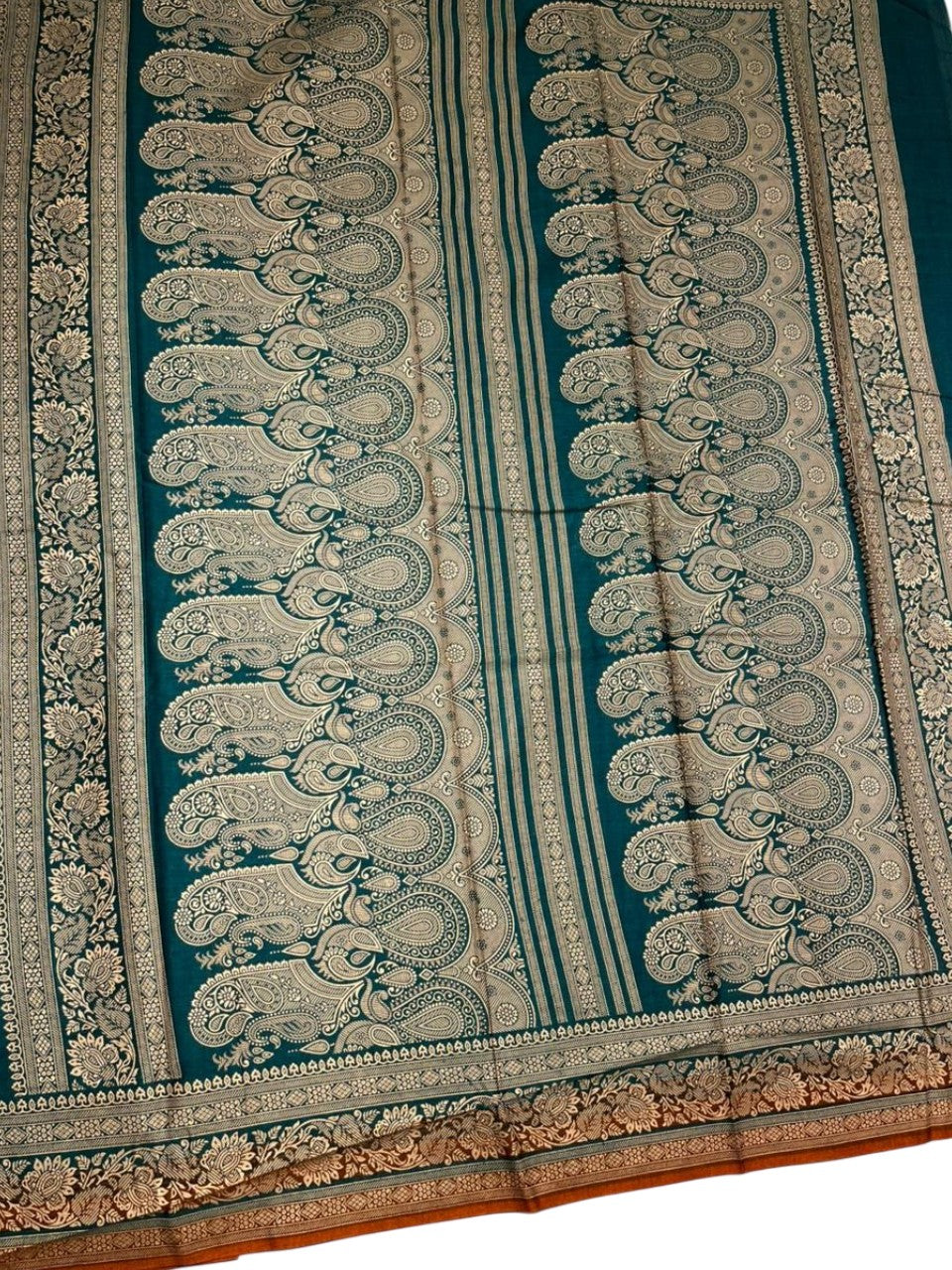 Southloom Muslin Cotton Saree With Floral Prints on the Body and Borders
