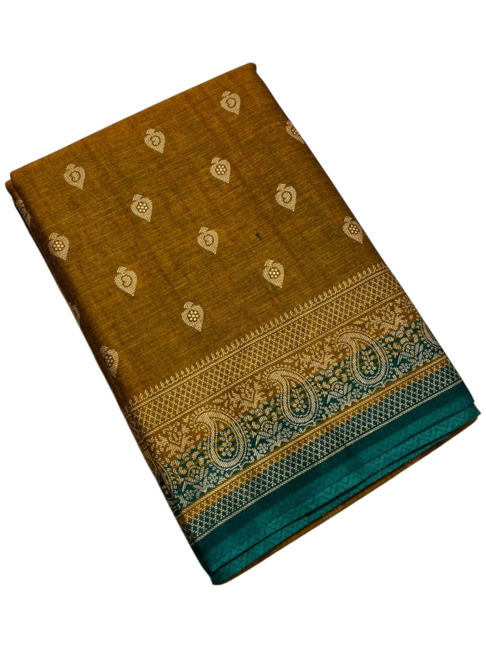 Southloom Muslin Cotton Saree With Floral Prints on the Body and Borders