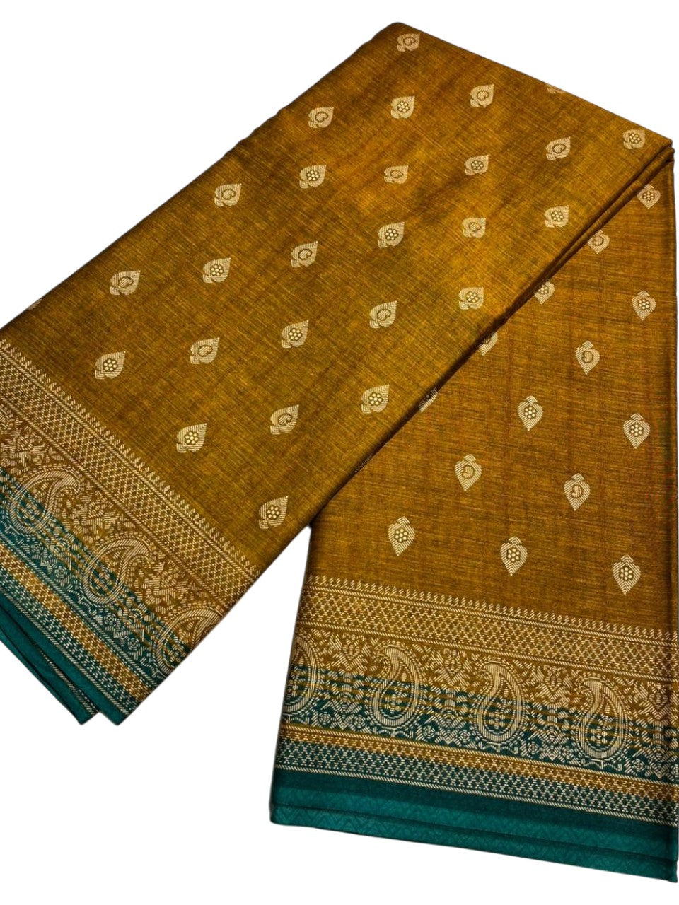Southloom Muslin Cotton Saree With Floral Prints on the Body and Borders