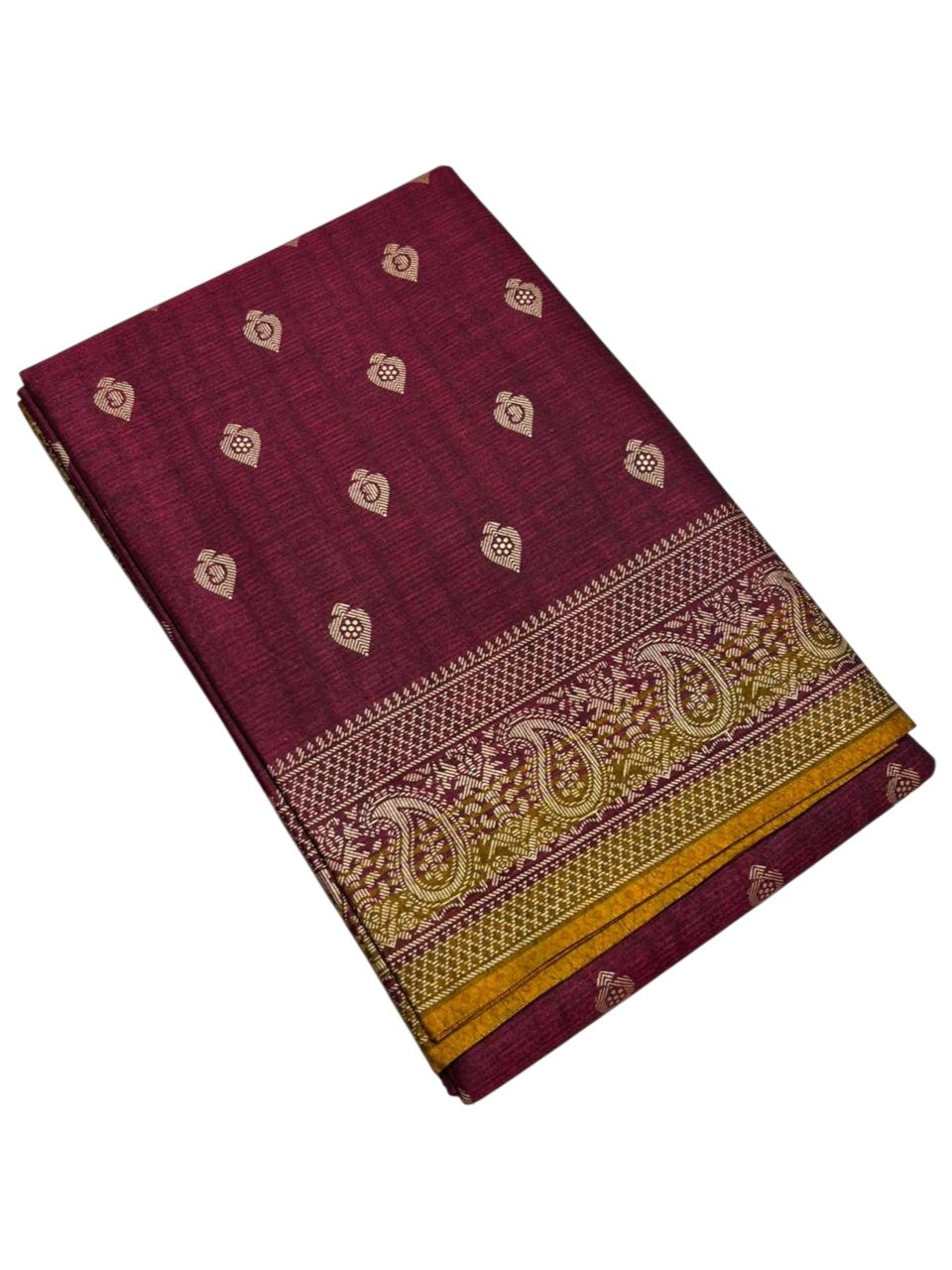 Southloom Muslin Cotton Saree With Floral Prints on the Body and Borders