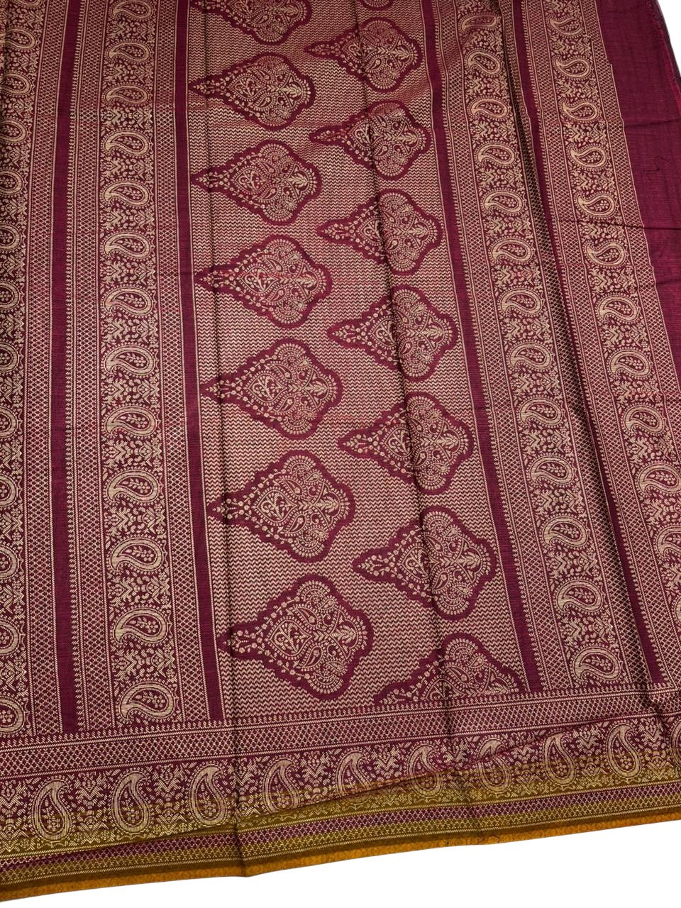 Southloom Muslin Cotton Saree With Floral Prints on the Body and Borders