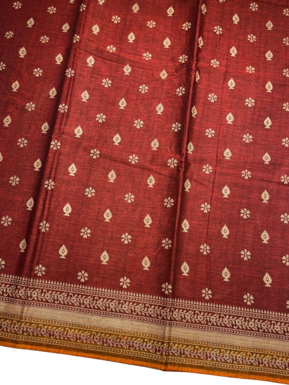 Southloom Muslin Cotton Saree With Floral Prints on the Body and Borders