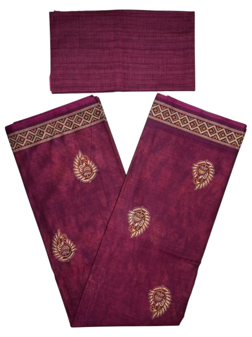 Southloom Muslin Cotton Saree With Floral Prints on the Body and Borders