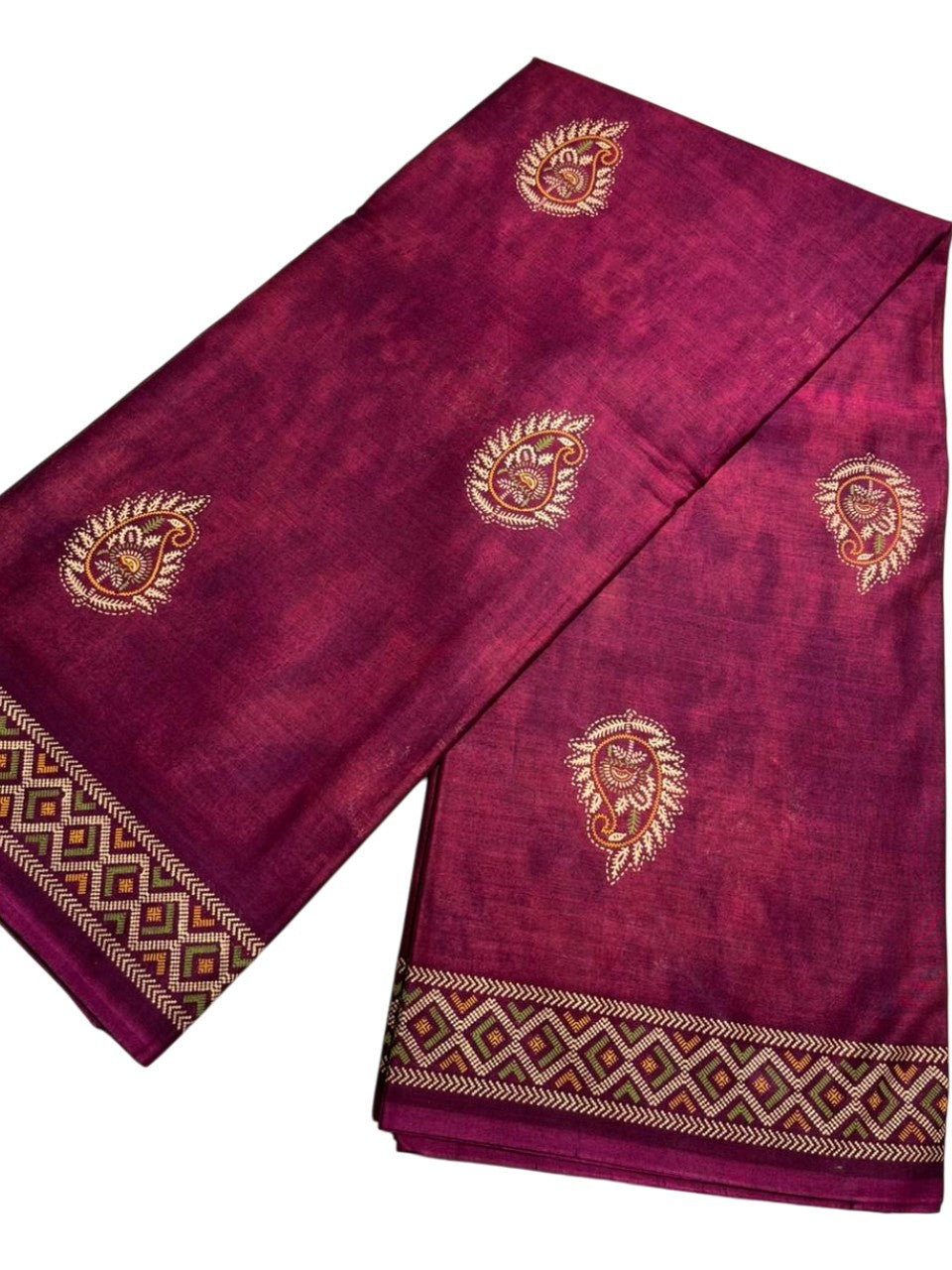 Southloom Muslin Cotton Saree With Floral Prints on the Body and Borders