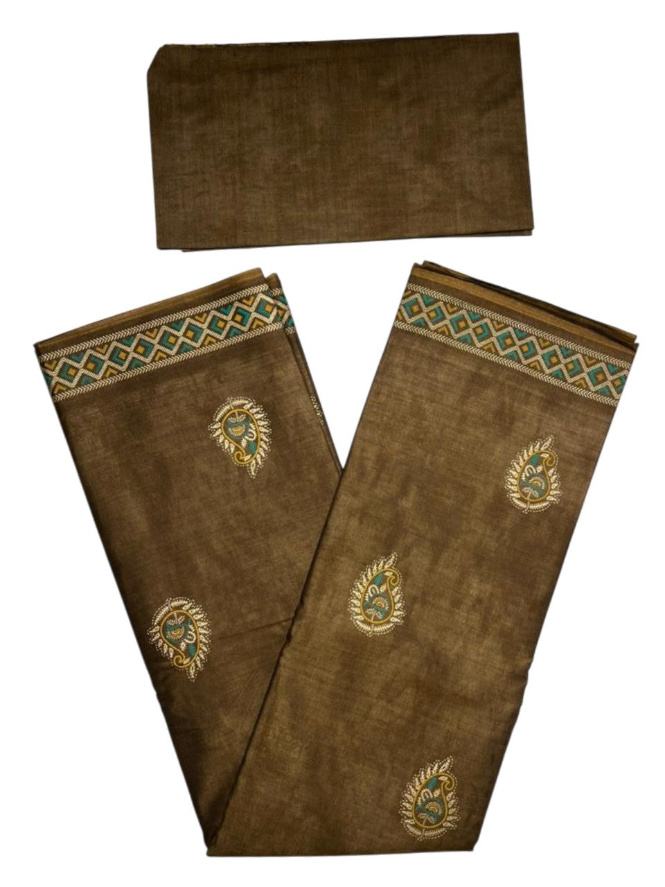 Southloom Muslin Cotton Saree With Floral Prints on the Body and Borders
