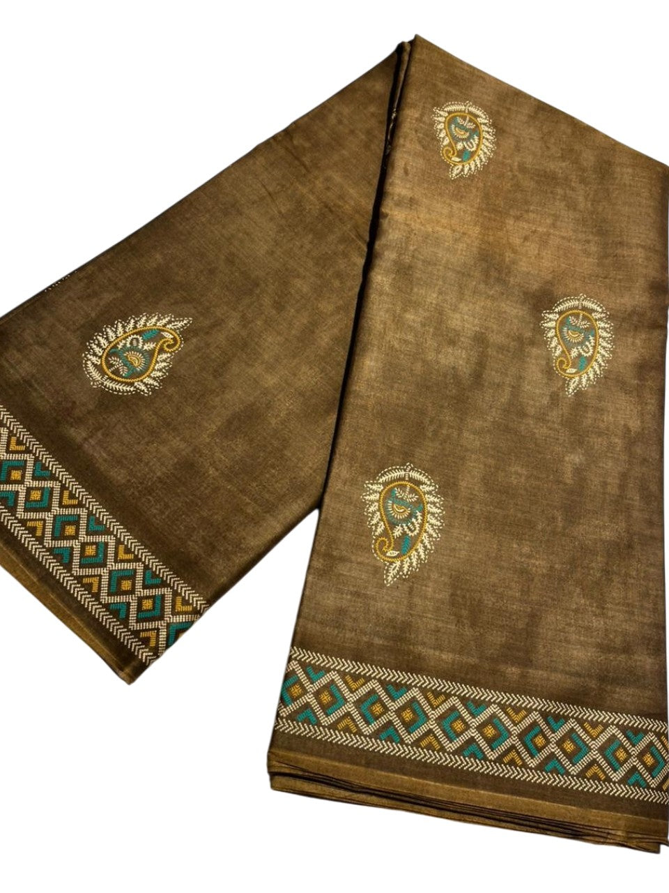 Southloom Muslin Cotton Saree With Floral Prints on the Body and Borders