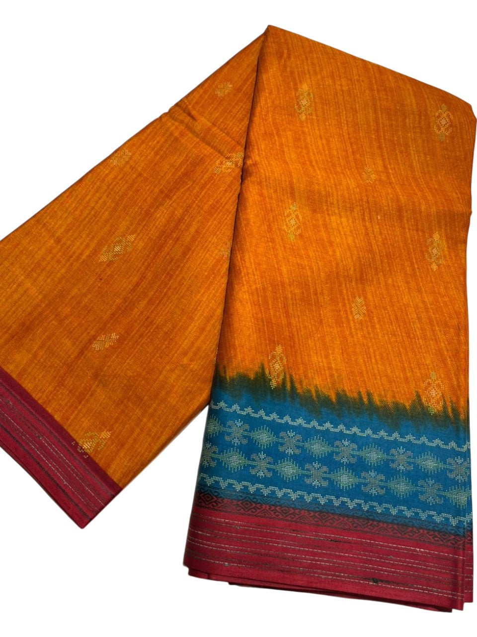 Southloom Muslin Cotton Saree With Floral Prints on the Body and Borders