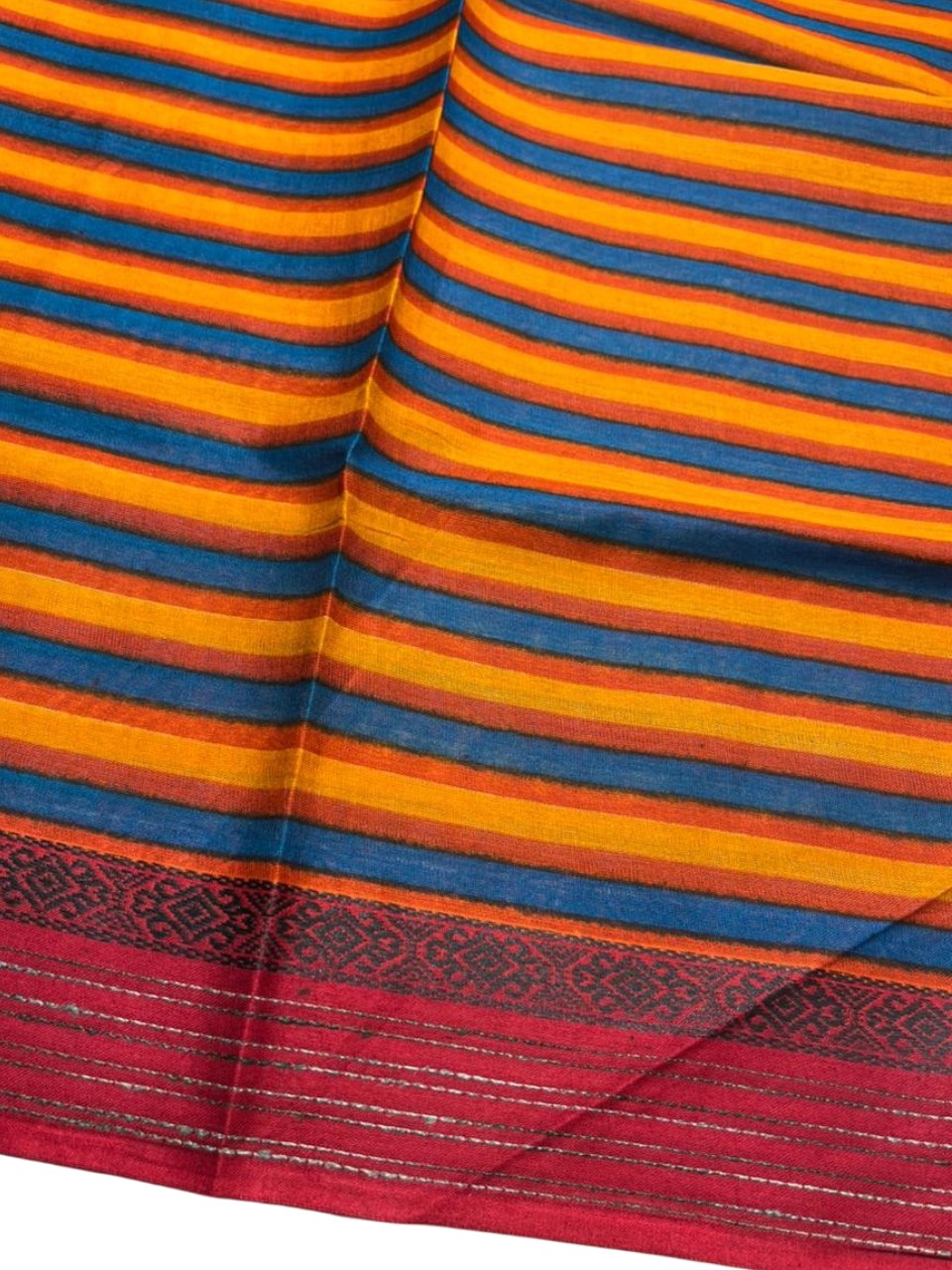 Southloom Muslin Cotton Saree With Floral Prints on the Body and Borders