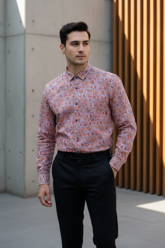 Southloom Jaipur Pure Cotton Block Printed Shirt for Men in Full Sleeve