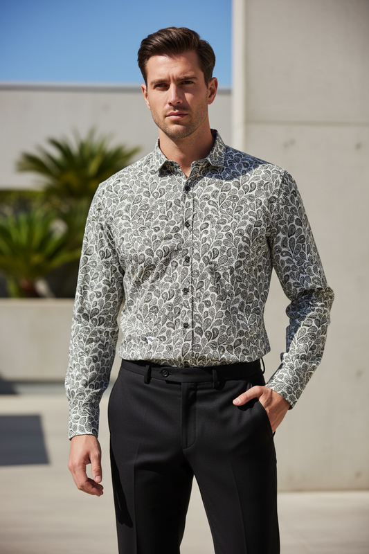 Southloom Jaipur Pure Cotton Block Printed Shirt for Men in Full Sleeve