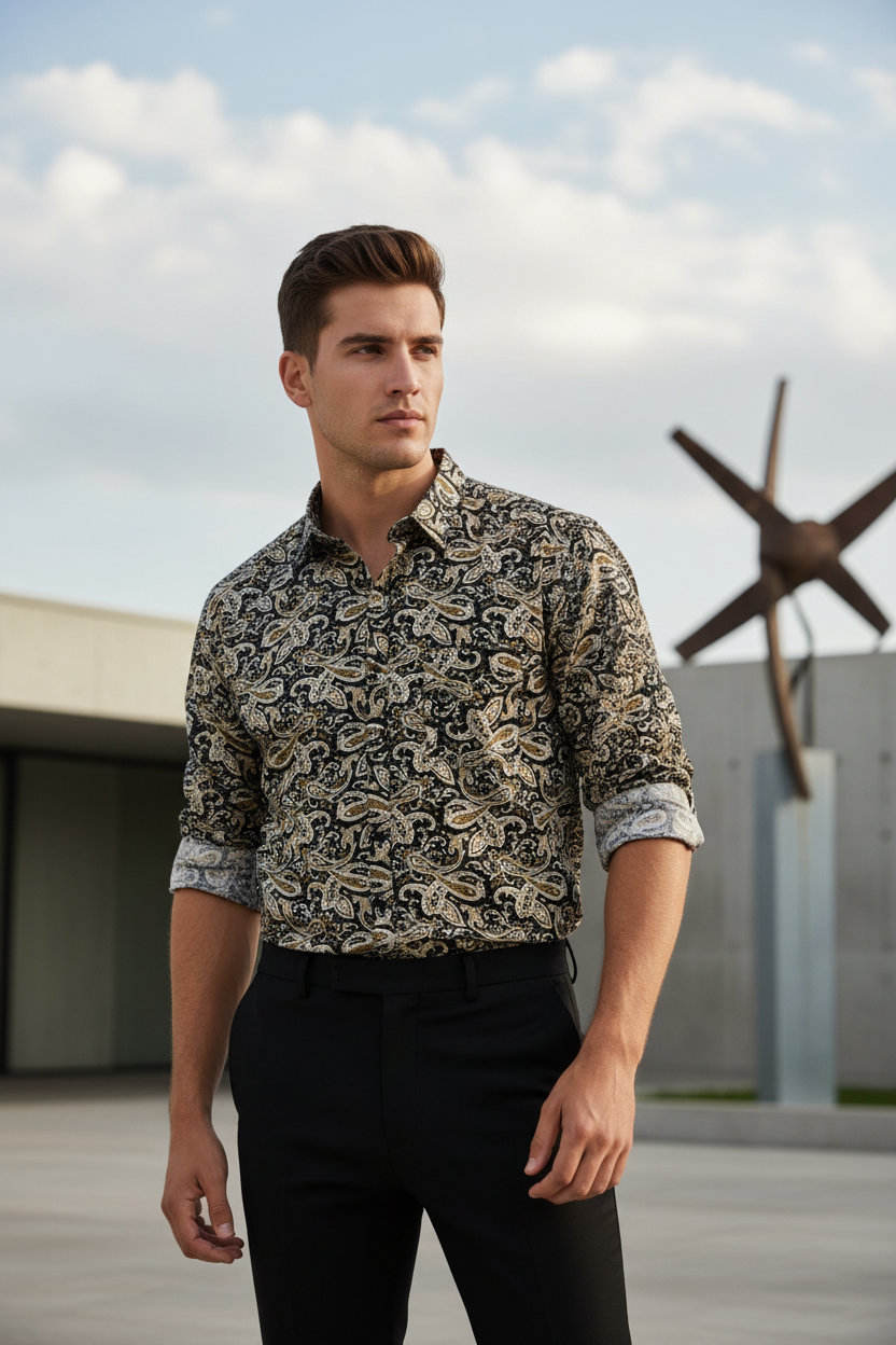 Southloom Jaipur Pure Cotton Block Printed Shirt for Men in Full Sleeve