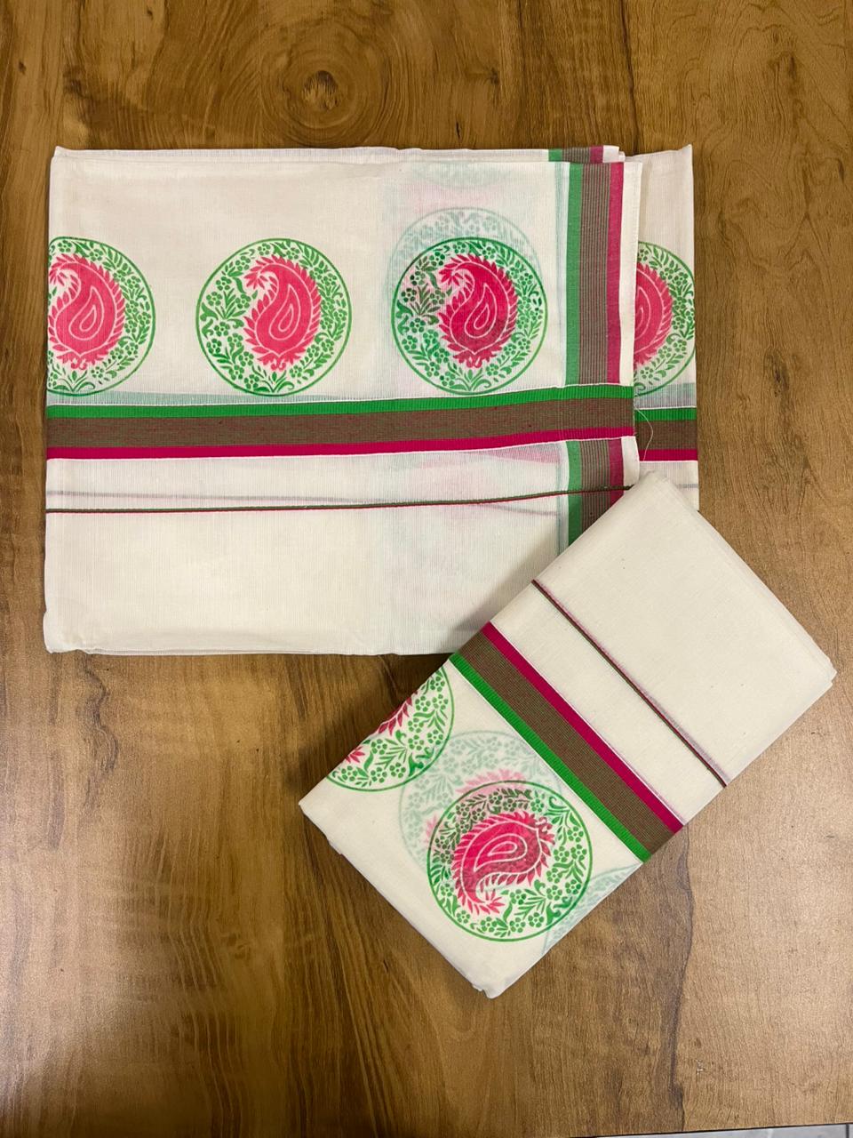 Kerala Cotton Printed Set Mundu (2.80m) SL335
